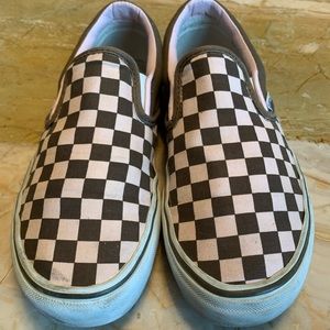 Pink & brown women’s Vans slip-ons, size 9